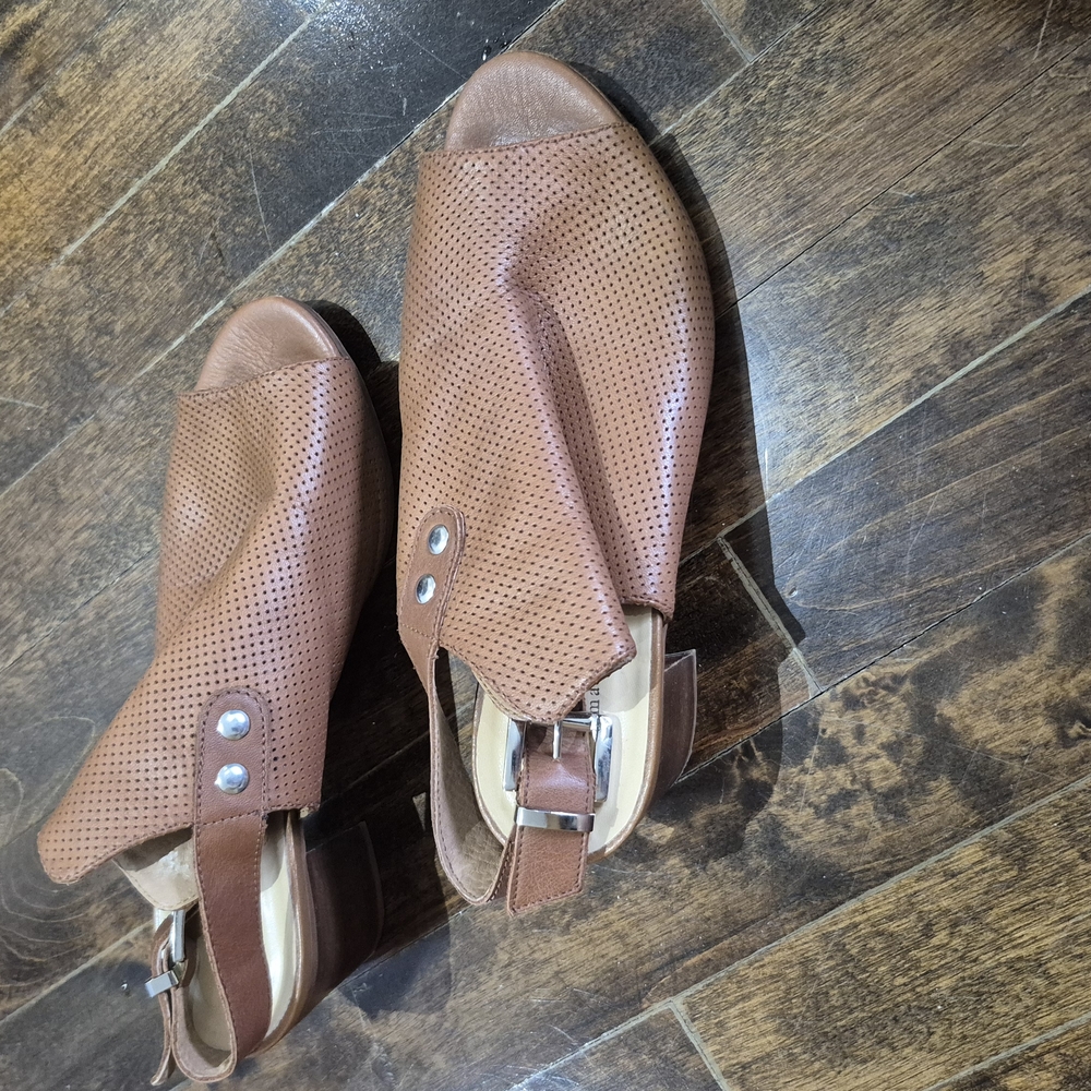Brown Perforated Open-Toe Sandals